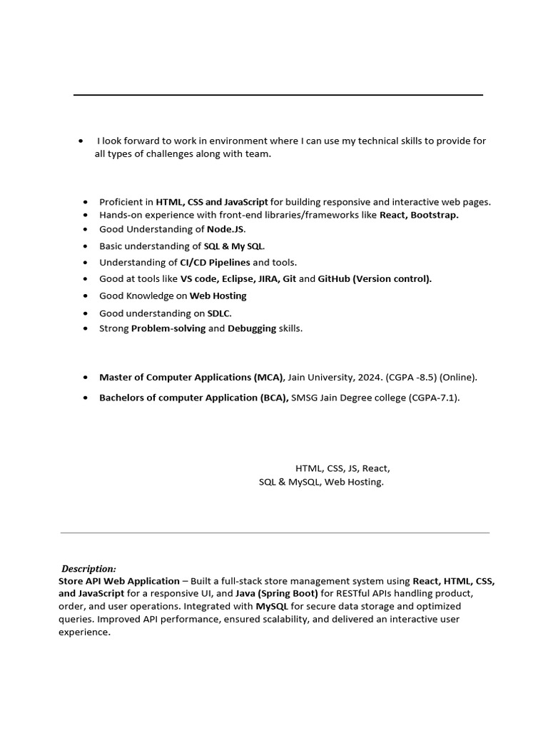 Harsha Vardhan Reddy - Web Developer CV | PDF | Java Script | My Sql