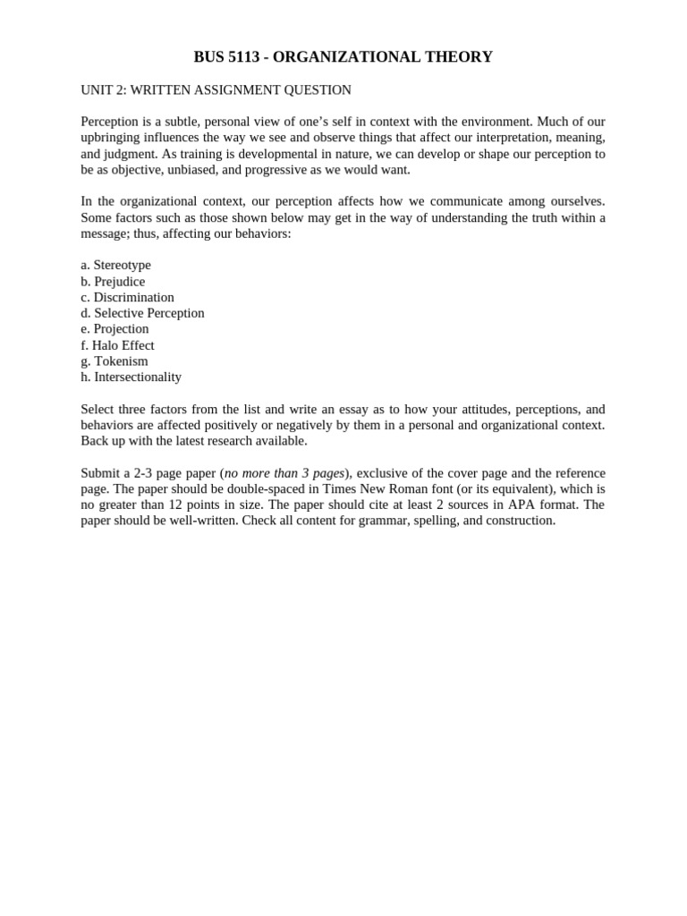 Unit 2 - Written Assignment Question | PDF