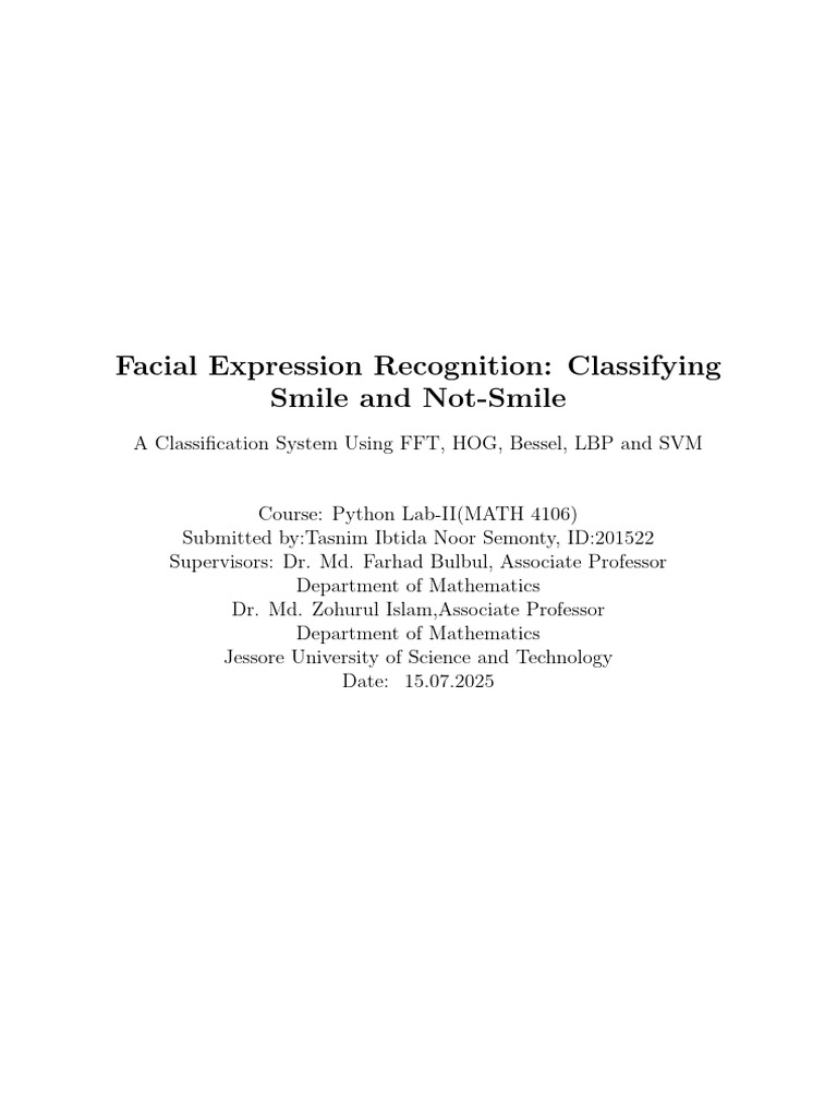 Smile Detection Using SVM and Features | PDF | Support Vector Machine ...