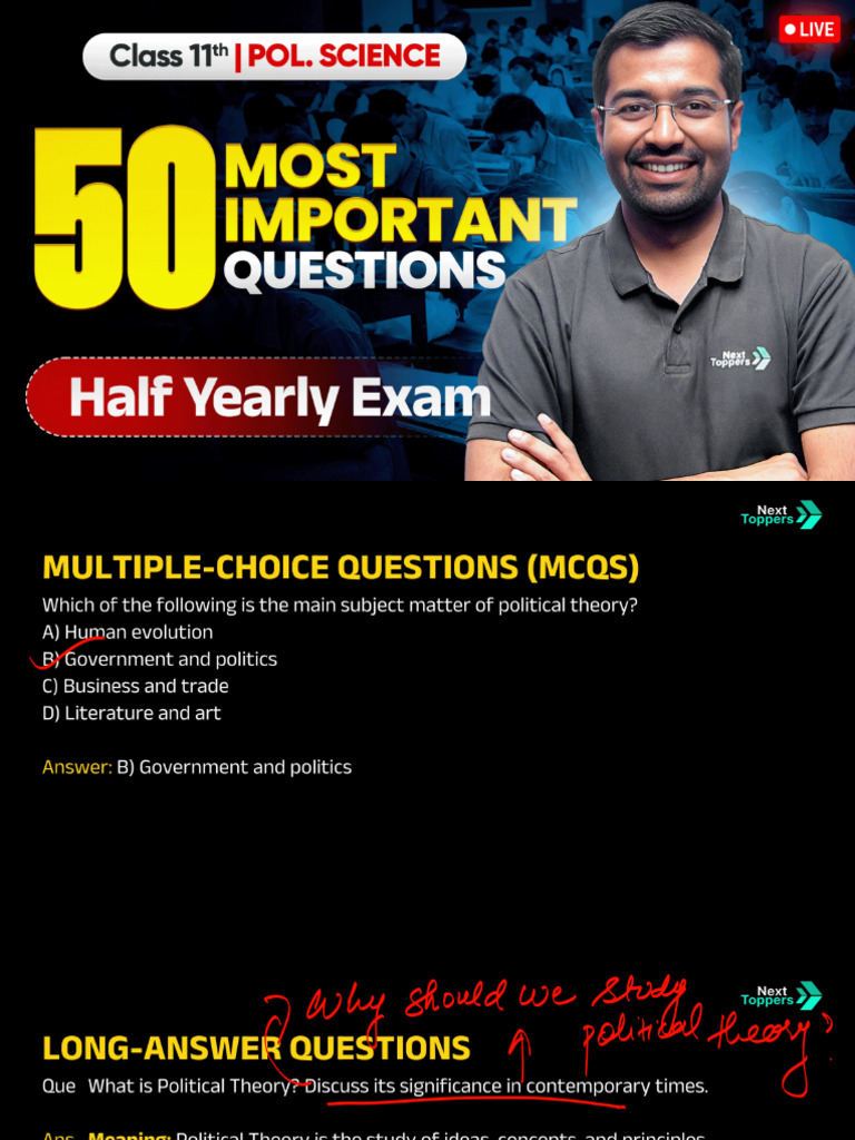 Class 11th Most Imp Questions Half Yearly Complete | PDF