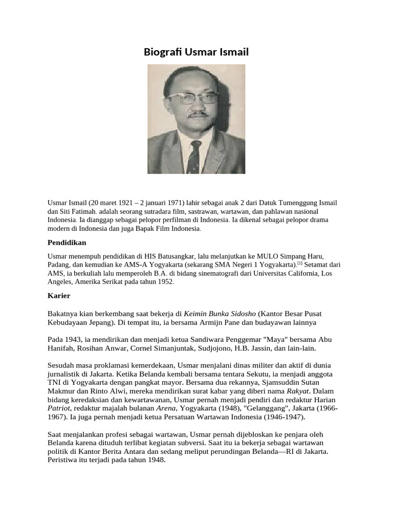Biografi Singkat Usmar Ismail | PDF