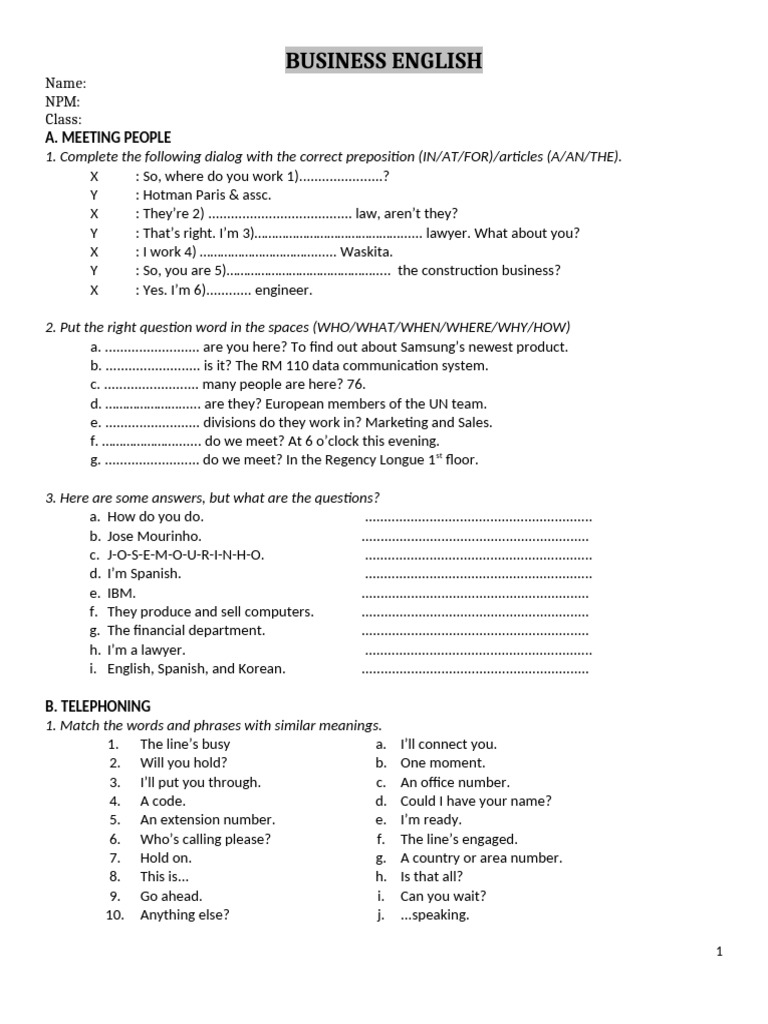 Business English: Meetings and Communication | PDF