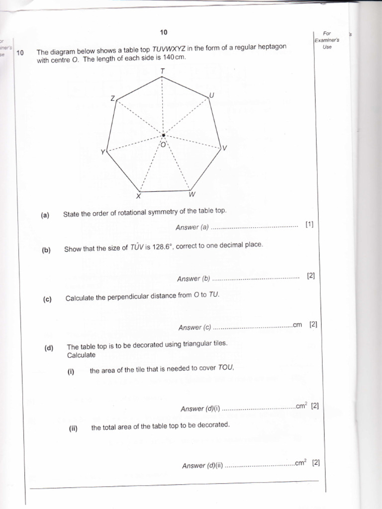 Heptagon Tabletop Geometry Calculations | PDF