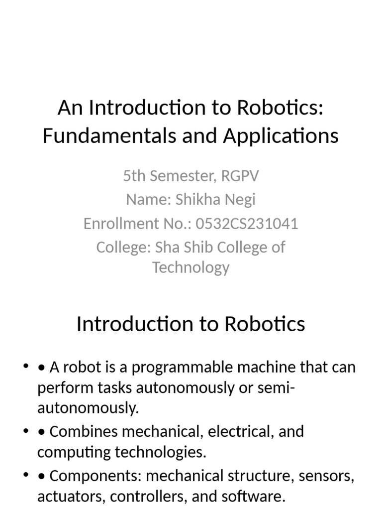 Robotics Fundamentals and Applications | PDF | Robotics | Robot