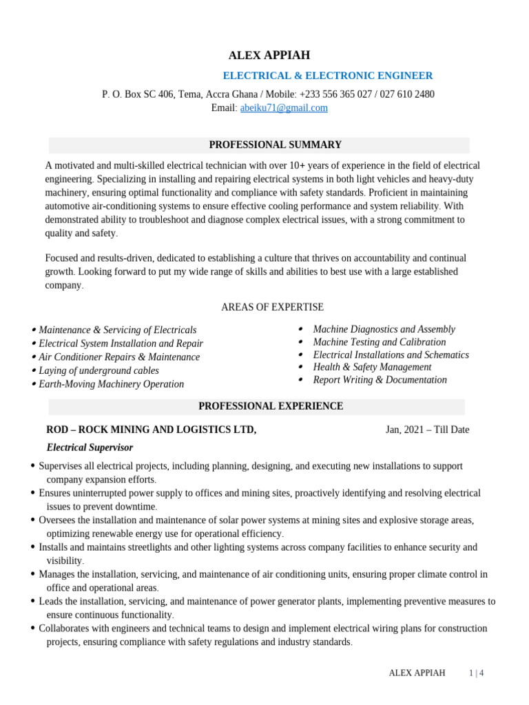 Electrical Engineer with 10+ Years Experience | PDF | Reliability ...