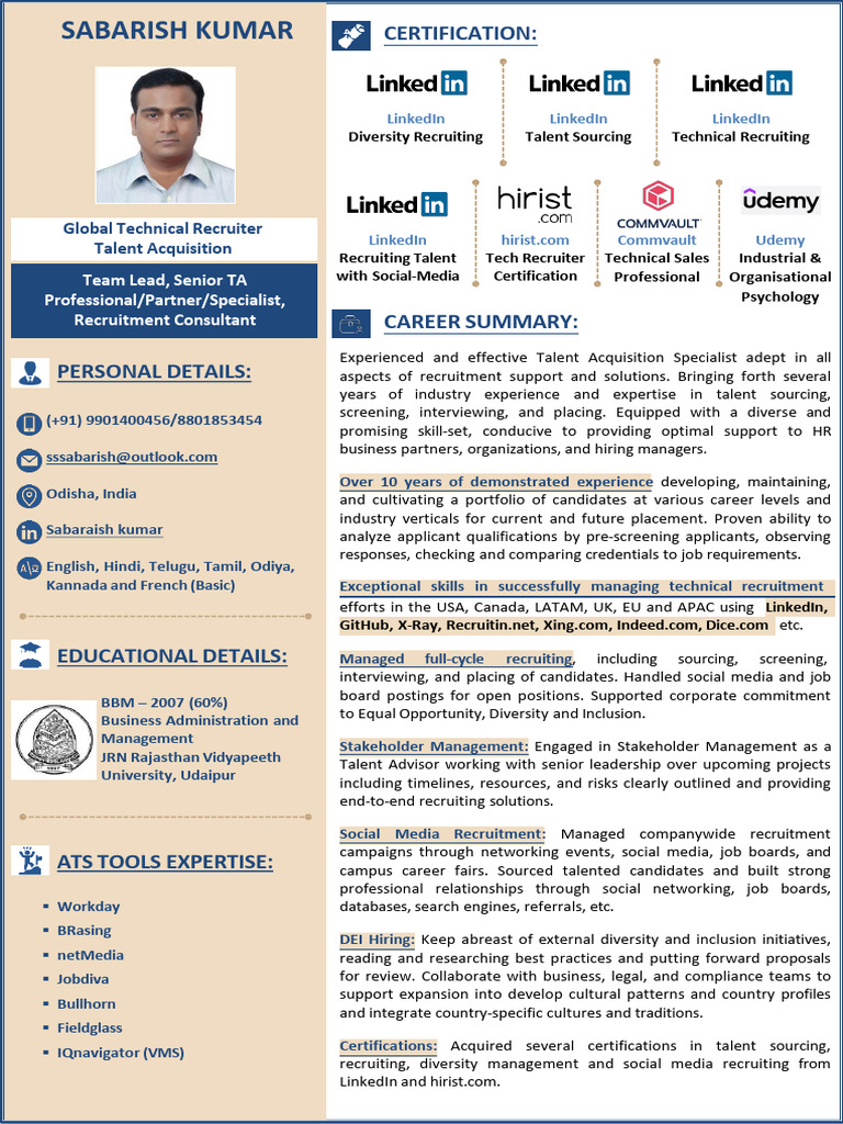 Talent Acquisition Specialist Resume | PDF | Recruitment | Business