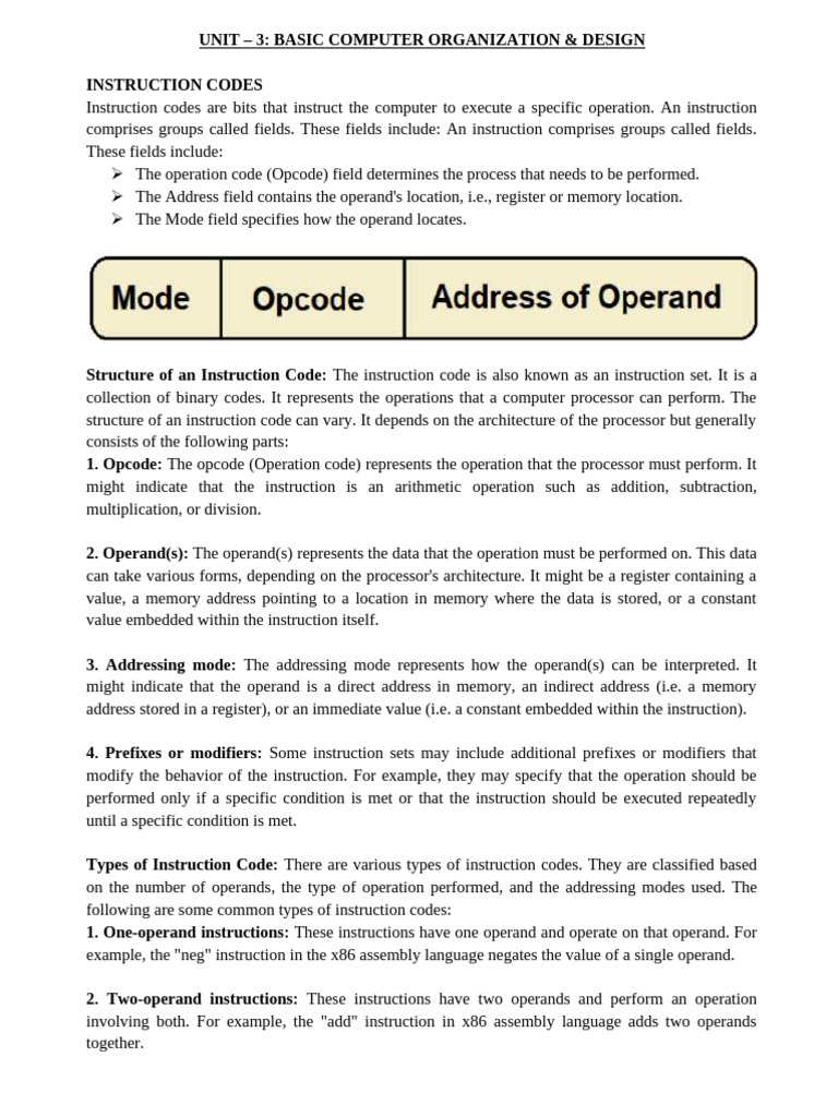 Computer Instruction Codes Explained | PDF | Central Processing Unit ...