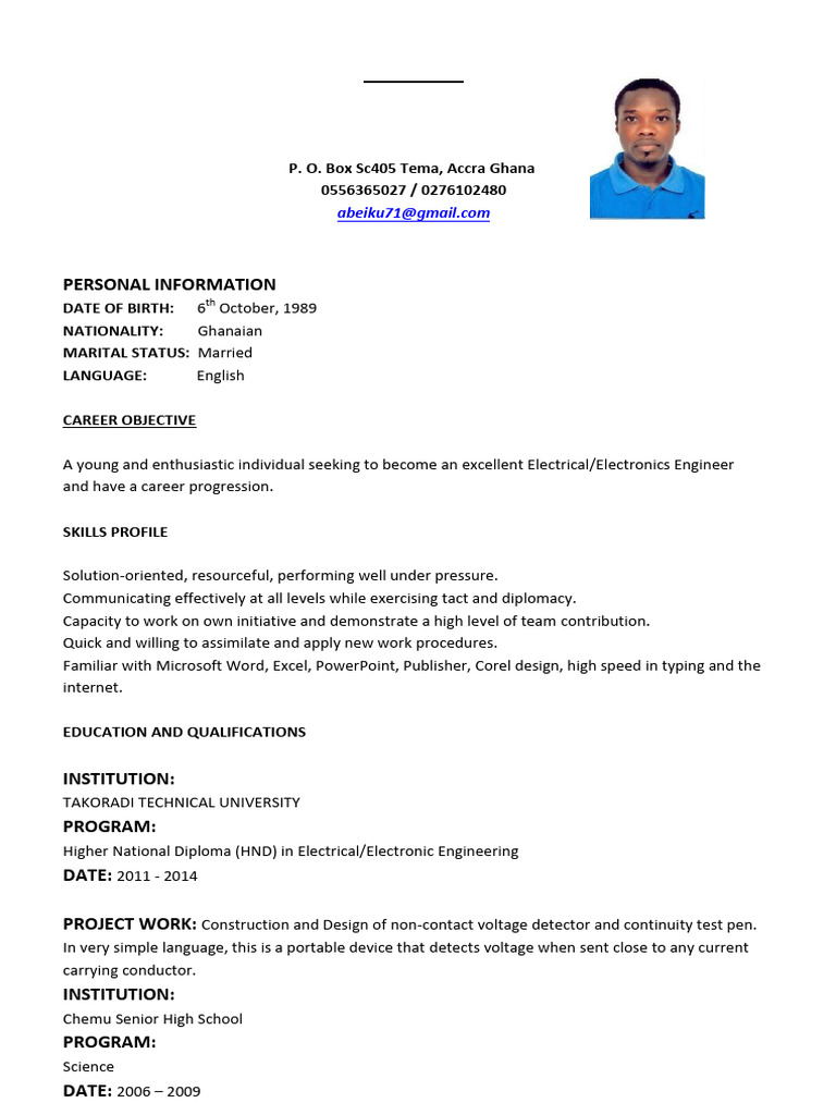 Alex Appiah's Electrical Engineering Resume | PDF | Programmable Logic ...