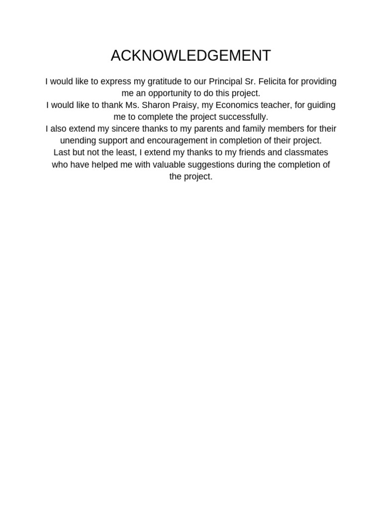 Project Acknowledgements and Thanks | PDF