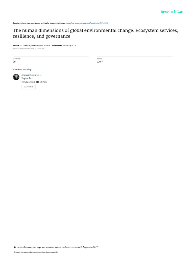 Human Dimensions of Environmental Change | PDF | Ecosystem | Ecological ...