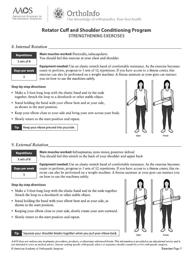 Home Exercise Program AAOS Shoulder Strengthening Exercises | PDF