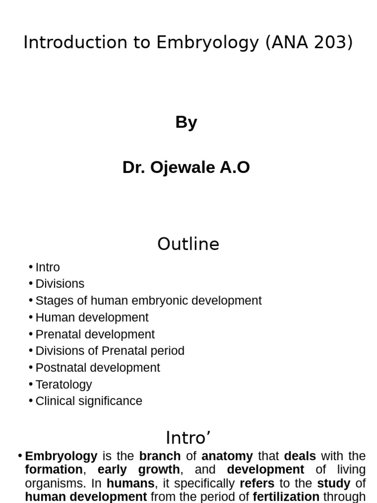 Human Embryology Overview and Stages | PDF | Embryo | Prenatal Development