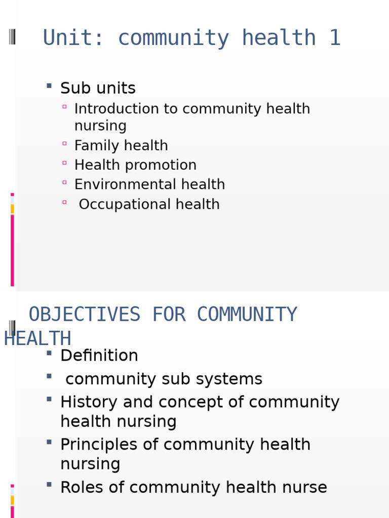 Community Health Nursing Overview | PDF | Health Promotion | Family