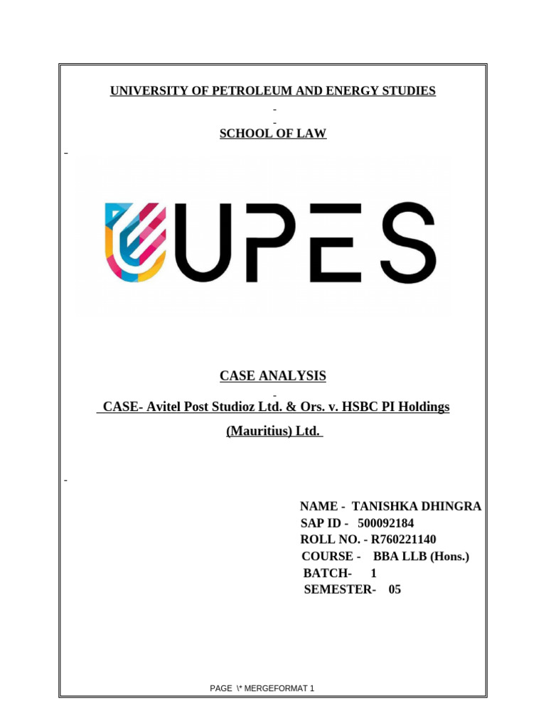 Company Law - 1 Case Analysis | PDF | Arbitration | Judgment (Law)