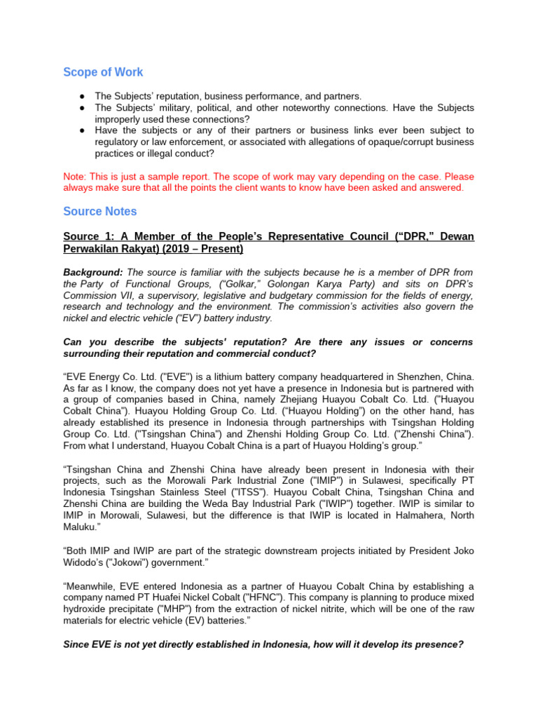 Sample Report - Company Reputation - Q&a Format | PDF