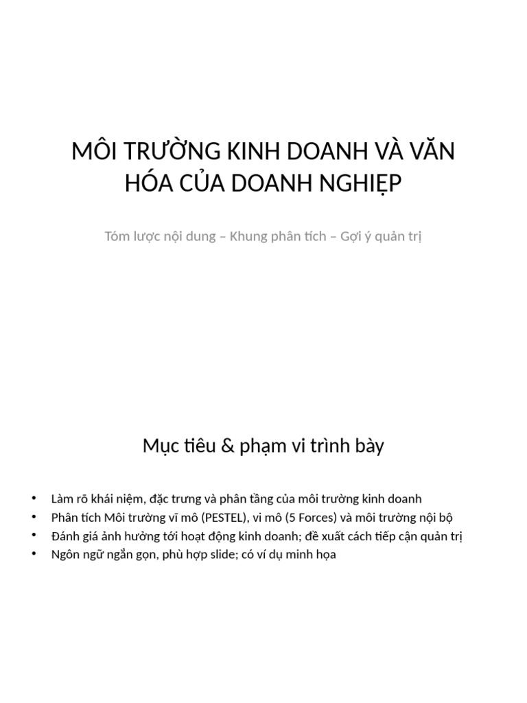 Moi Truong Kinh Doanh Va Van Hoa DN | PDF