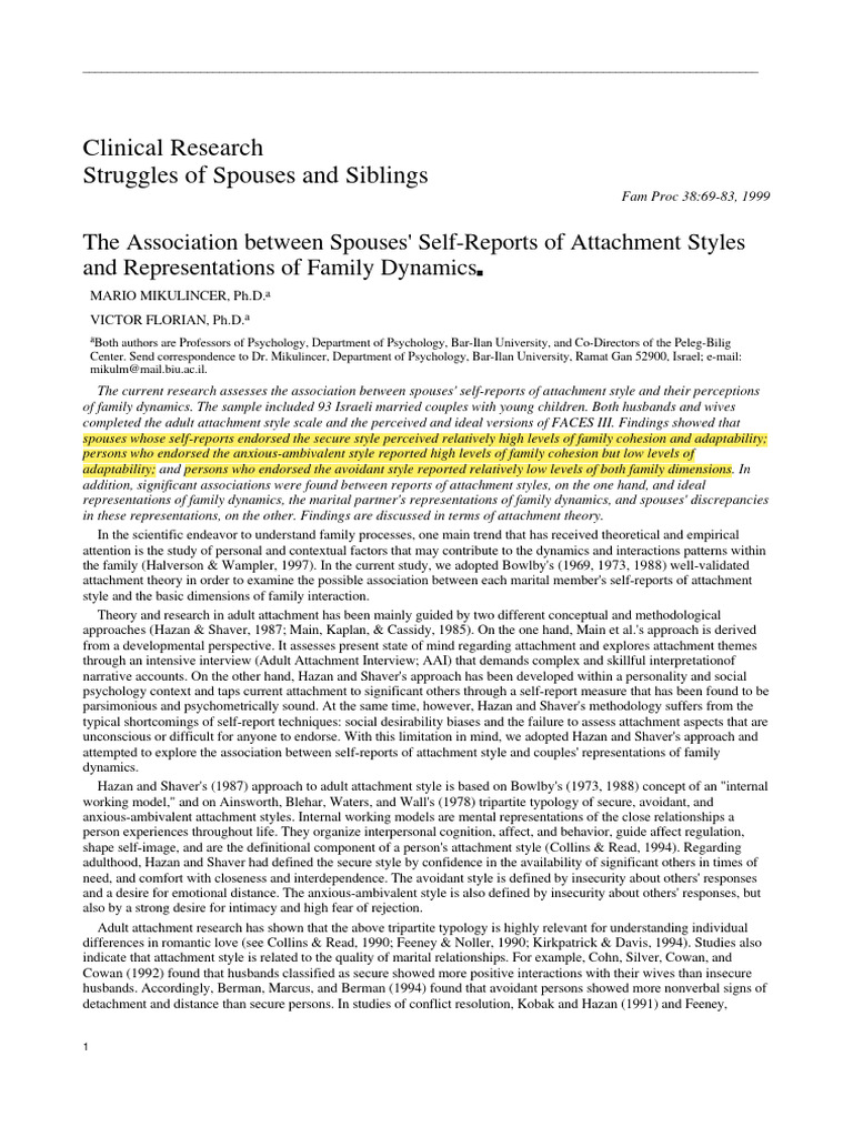 Attachment Styles and Family Dynamics | PDF | Attachment Theory ...