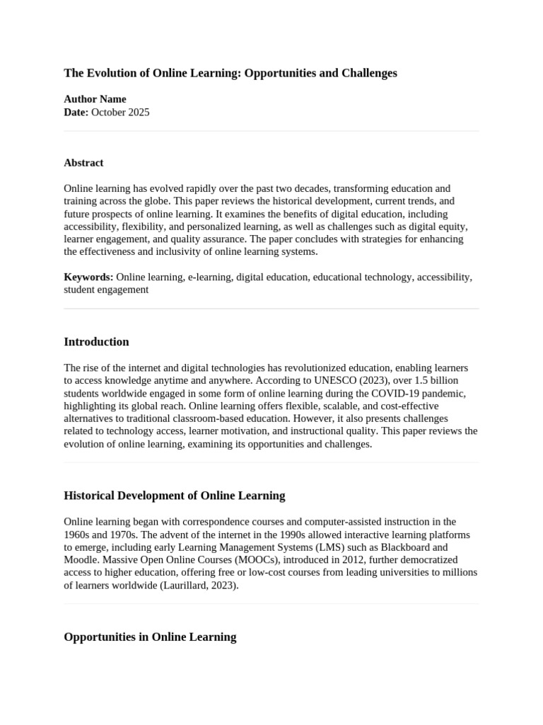 The Evolution of Online Learning - Opportunities and Challenges | PDF ...