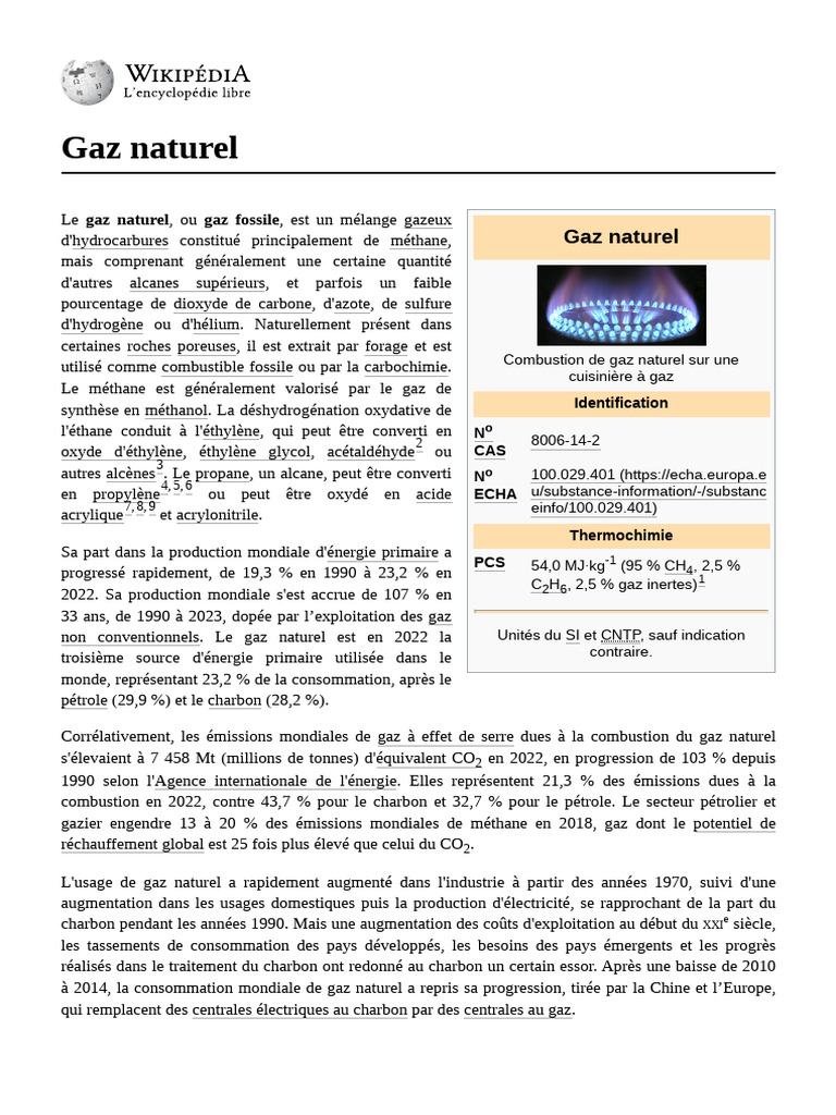 Gaz naturel : caractéristiques et enjeux | PDF | Gaz naturel | Gaz ...