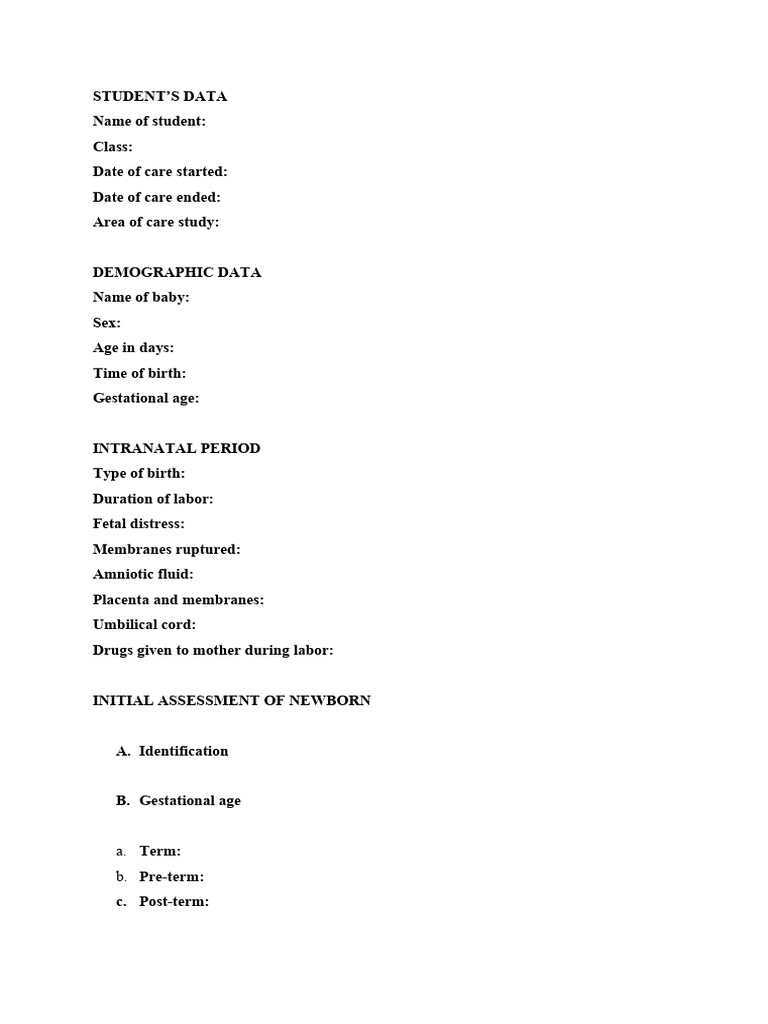 Systematic Filled Newborn Care Plan | PDF | Childbirth | Neonatal ...