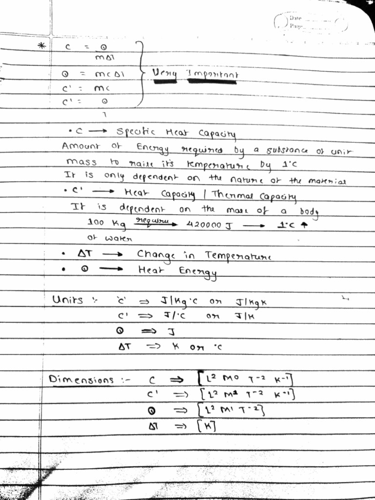 Calorimetry Formulas | PDF