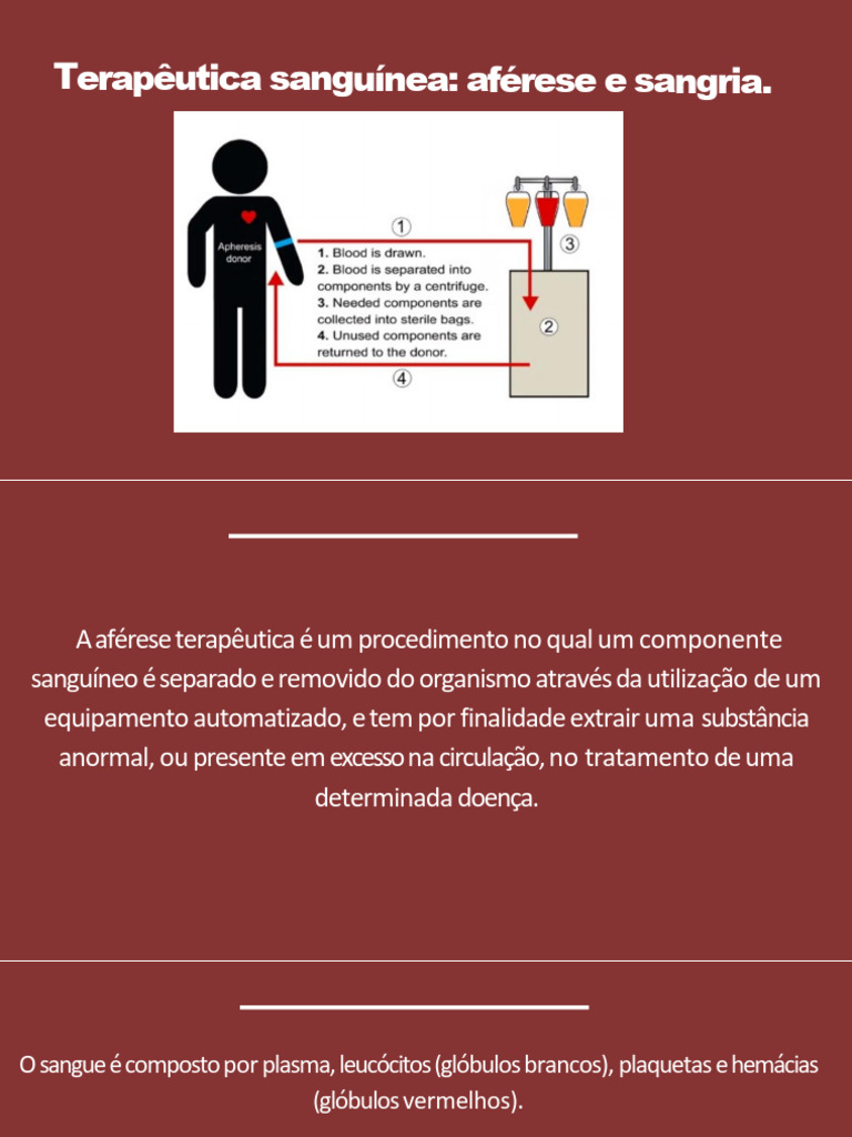 Aférese e Sangria Terapêutica: Guia Completo | PDF | Sangue | Glóbulo ...