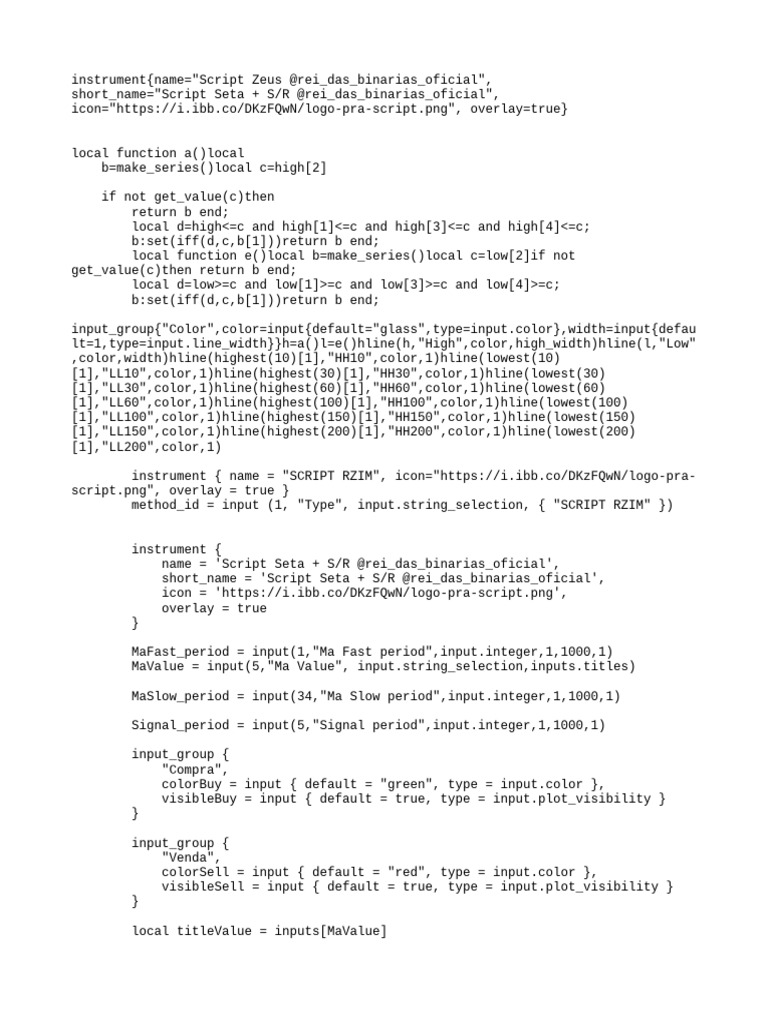 Script Zeus for Trading Analysis | PDF