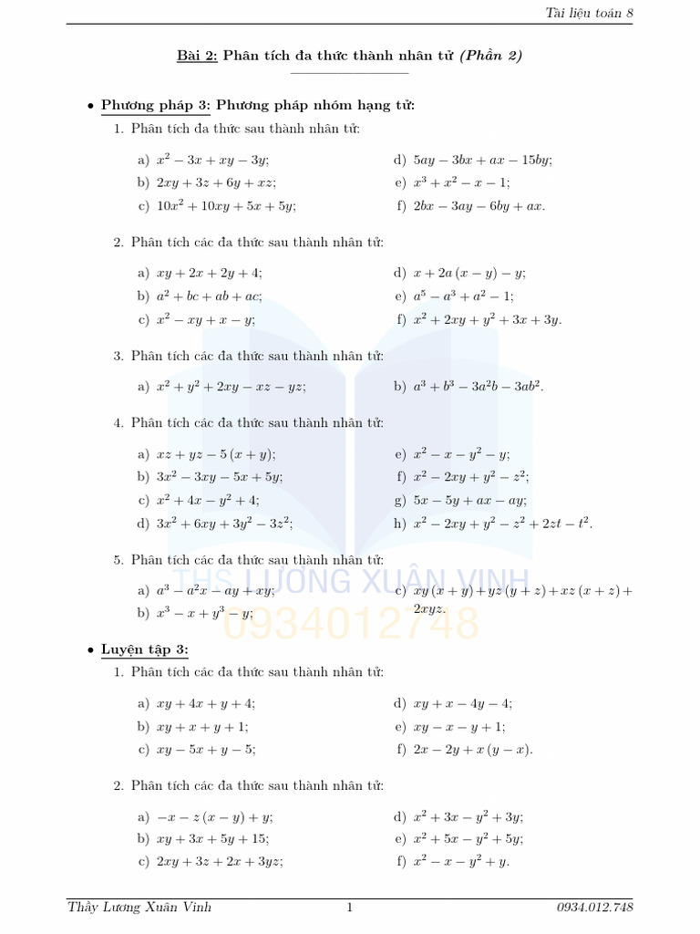Bài 2 - Phân Tích Đa TH C Thành Nhân T (P2) | PDF