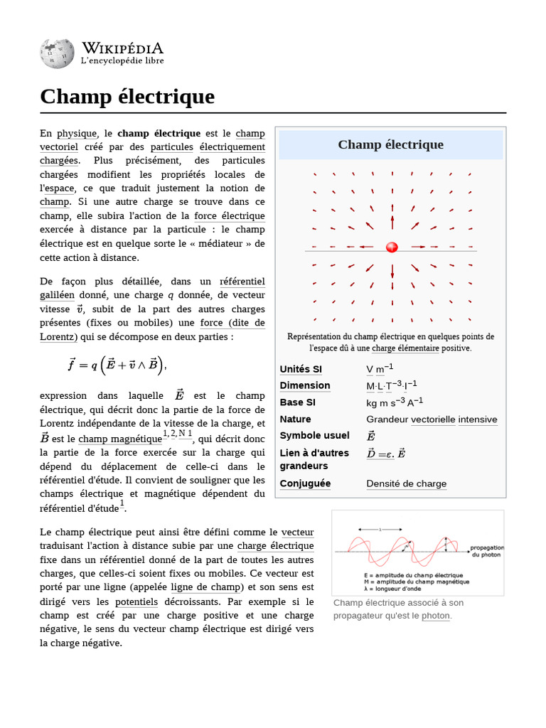 Champ Électrique : Définition et Unités | PDF | Champ électrique ...