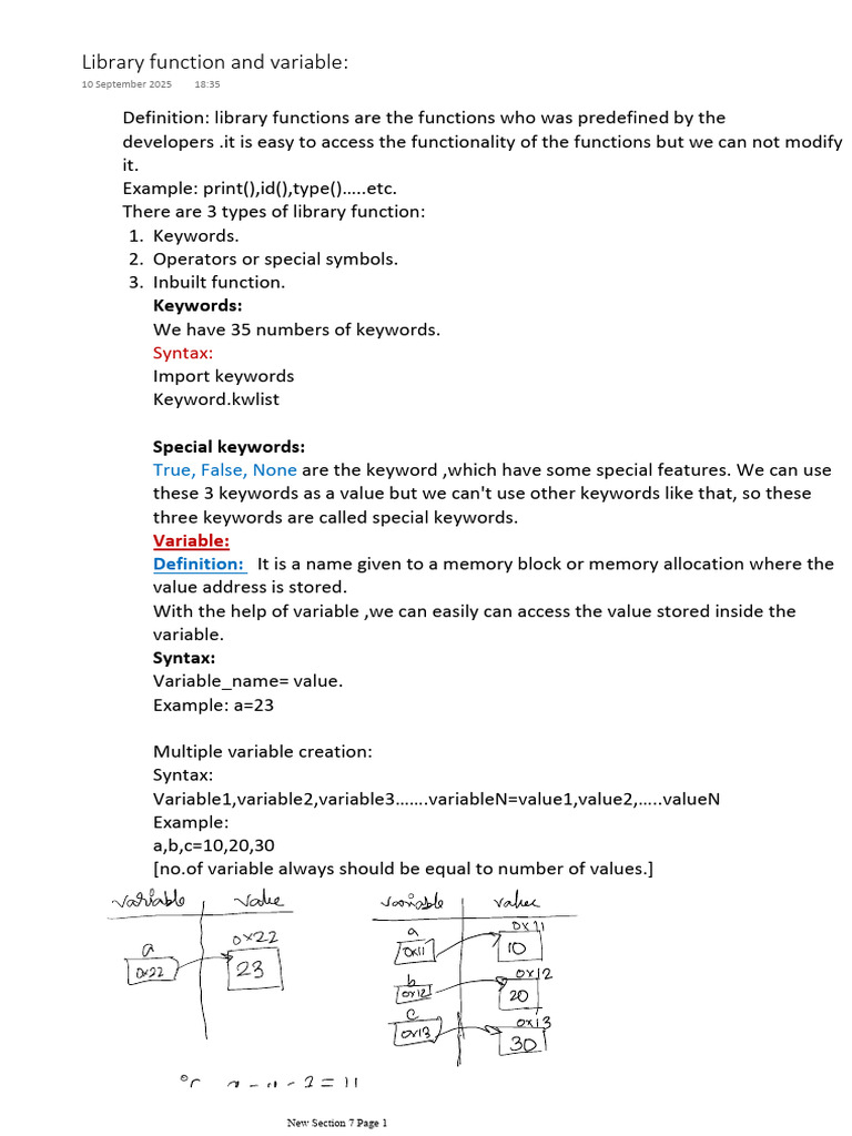 Library Function and Variable Creation | PDF
