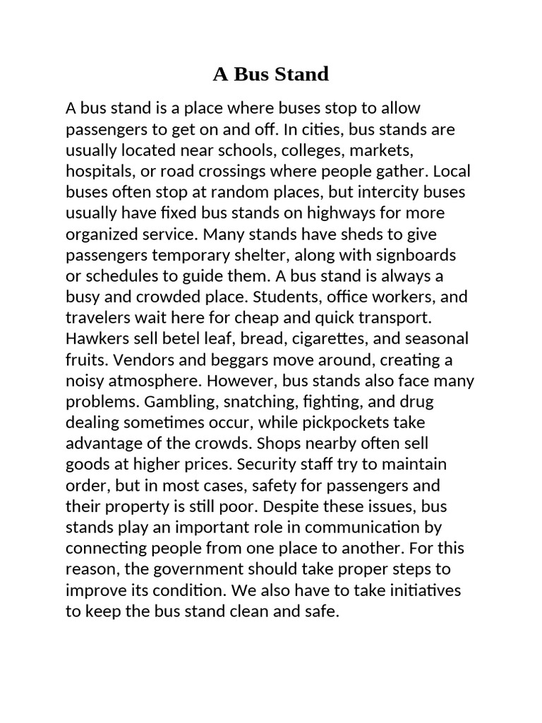 Understanding Bus Stands: Role & Issues | PDF
