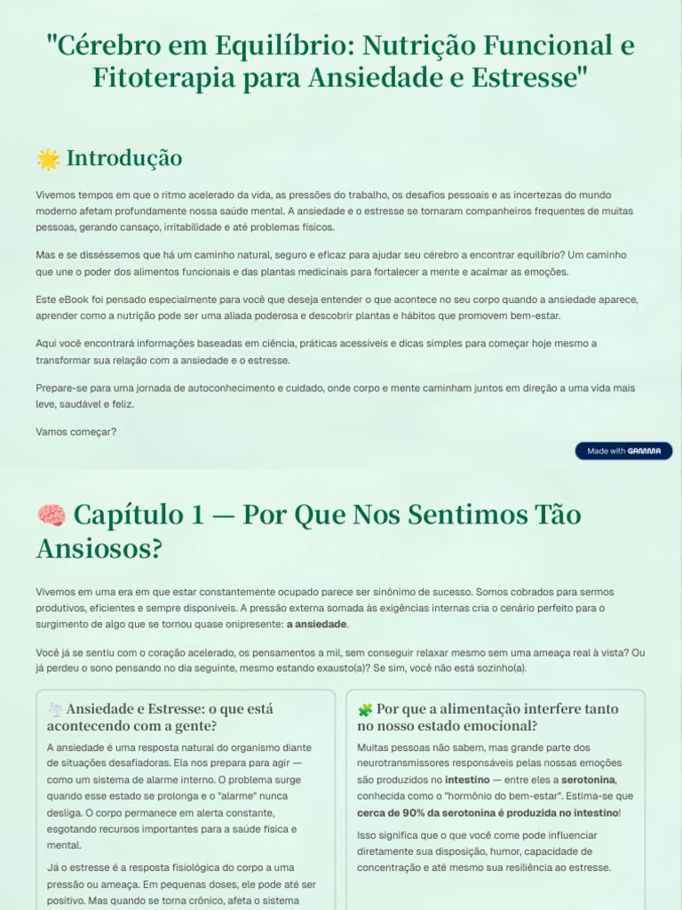 Nutrição e Fitoterapia para Ansiedade | PDF | Ansiedade | Estresse ...