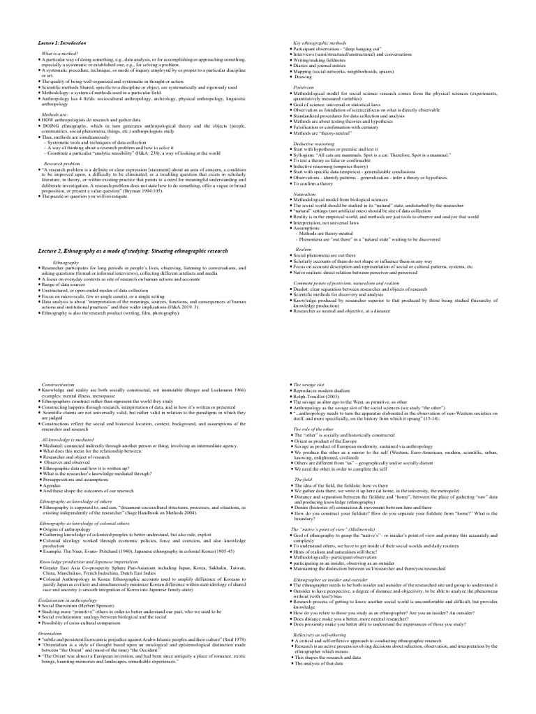 Ethnographic Research Methods Overview | PDF | Ethnography | Anthropology