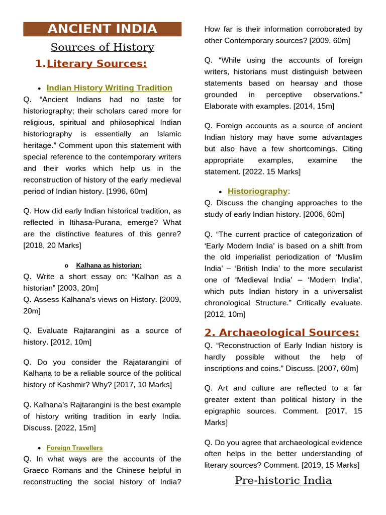 Ancient Indian History Sources Explained | PDF | Ashoka | Vedas