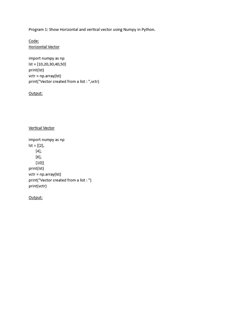 Numpy Vector and Matrix Operations Guide | PDF | Matrix (Mathematics ...