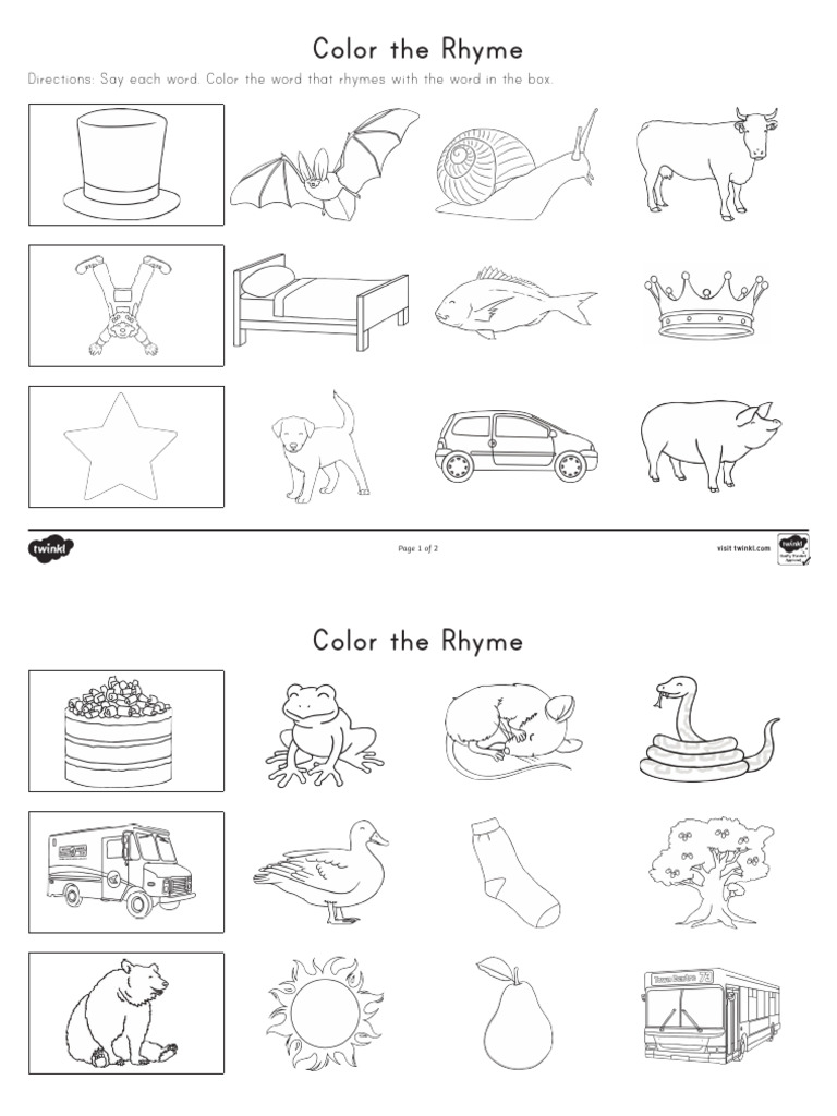 Us L 415 Color The Rhyme Activity Sheet English Ver 1 | PDF