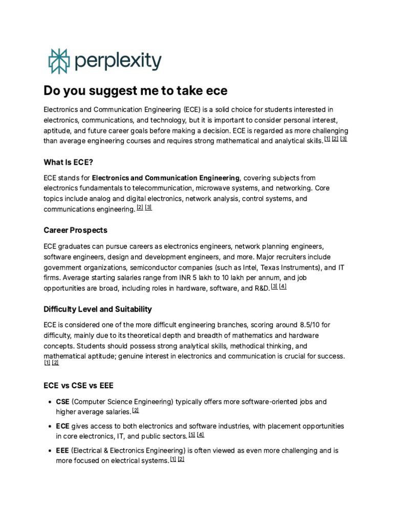 ECE Overview: Careers, Challenges, and Tips | PDF | Electronic ...