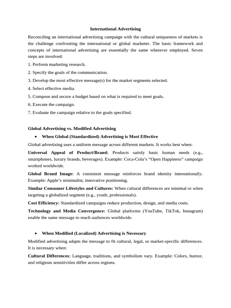 International Advertising Strategies Explained | PDF | Advertising | Brand