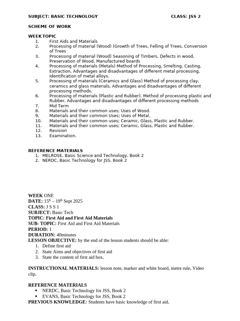 JSS 2 Basic Technology: Material Processing | PDF | Smelting | Natural ...