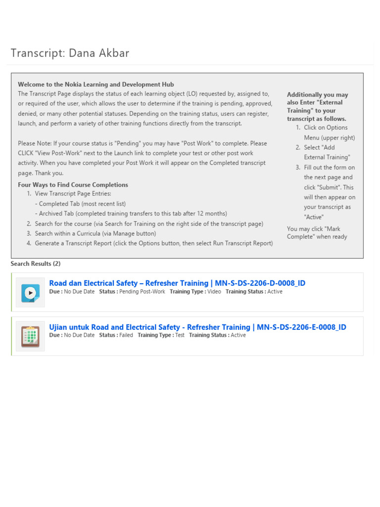 Nokia Learning Transcript Guide | PDF | Software | Computing