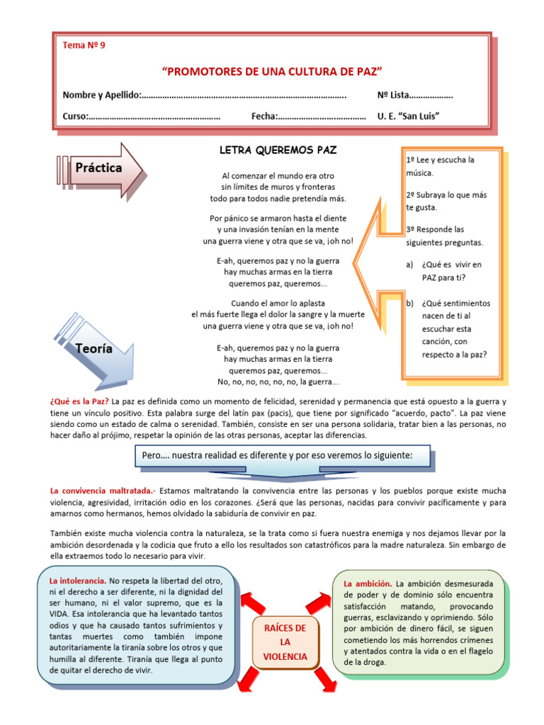 Promoviendo una Cultura de Paz | PDF | Violencia | Paz