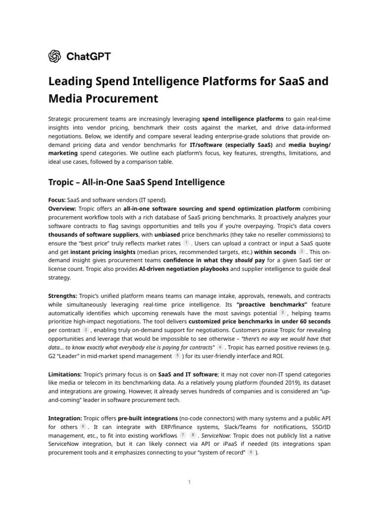 Spend Intelligence Platforms Overview | PDF | Software As A Service ...