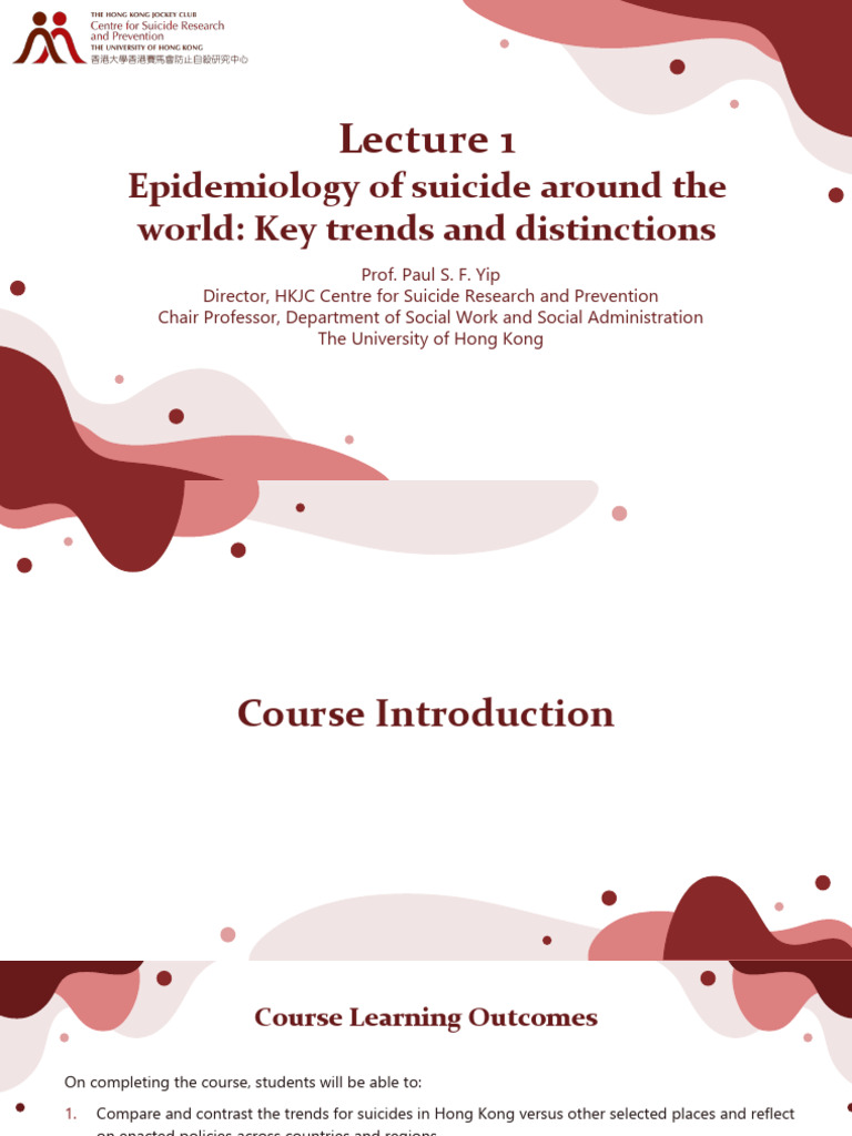 L1 The Epidemiology of Suicide Around The World - Key Trends and ...