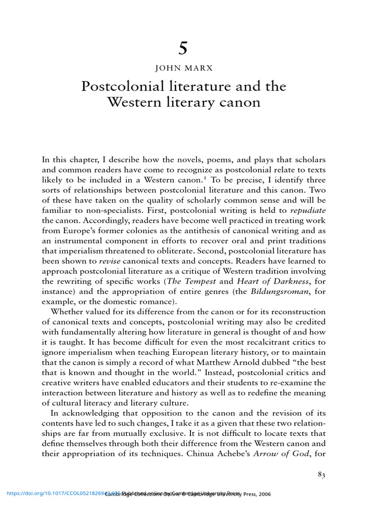 04.1 PP 83 96 Postcolonial Literature and The Western Literary Canon ...