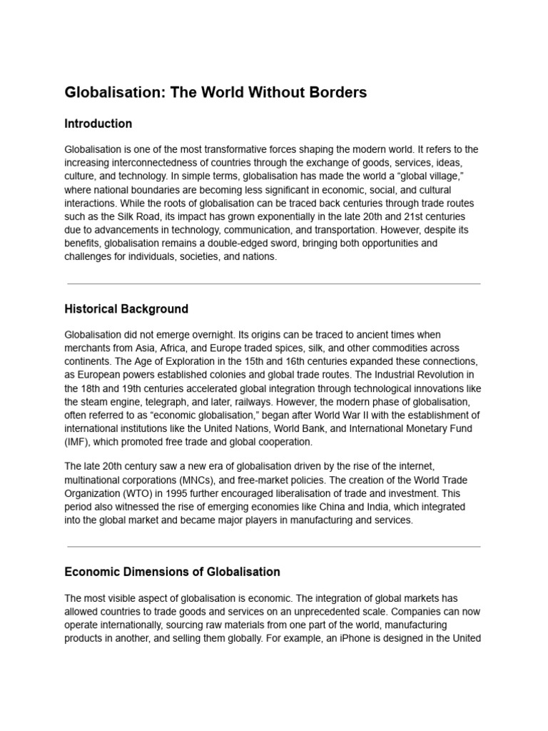 Understanding Globalisation's Impact | PDF | Globalization | Trade