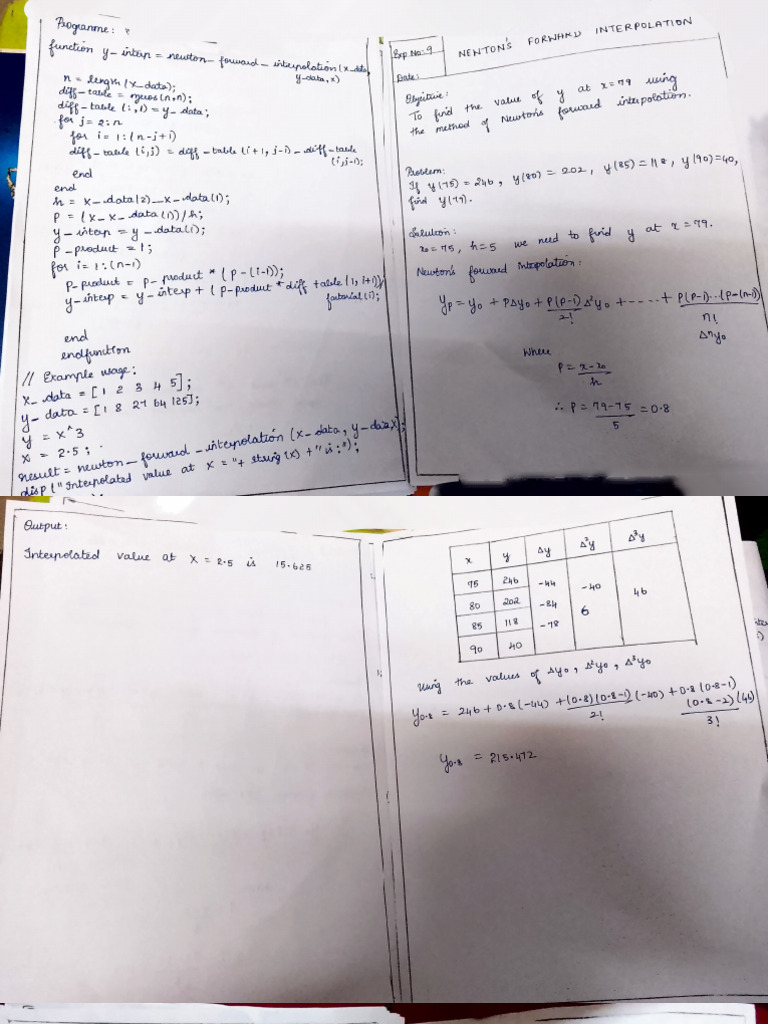 Newton's Forward Interpolation Method | PDF