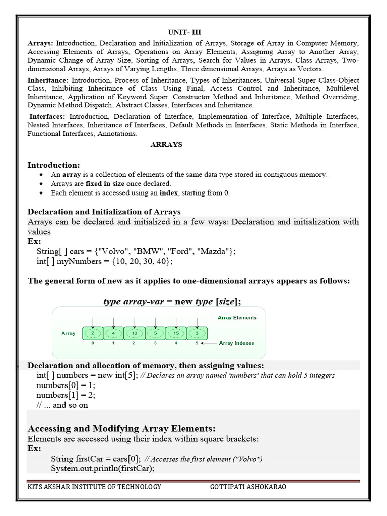 Java Arrays and Inheritance Concepts | PDF | Inheritance (Object ...