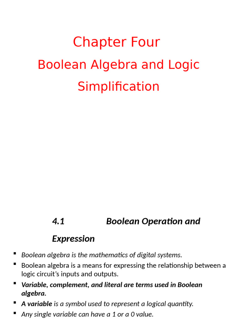 Digital Electronics Ch-4 | PDF | Boolean Algebra | Teaching Mathematics
