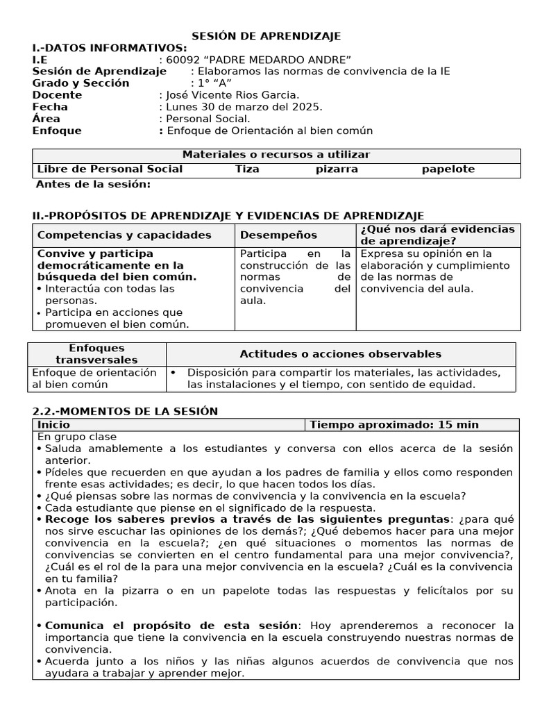 Normas de Convivencia en el Aula | PDF | Aprendizaje | Salón de clases