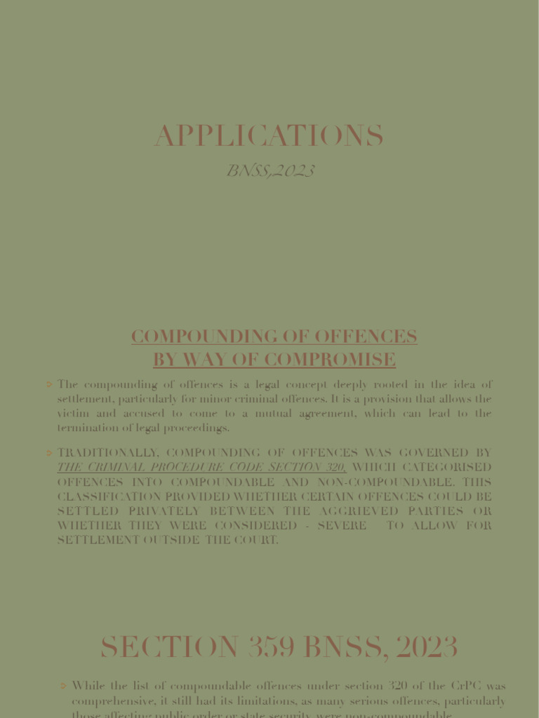 Compounding of Offences Under BNSS 2023 | PDF | Cheque | Crimes